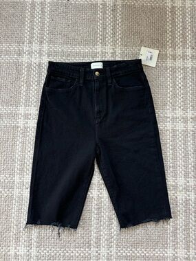 Favorite Daughter Eva long black denim shorts